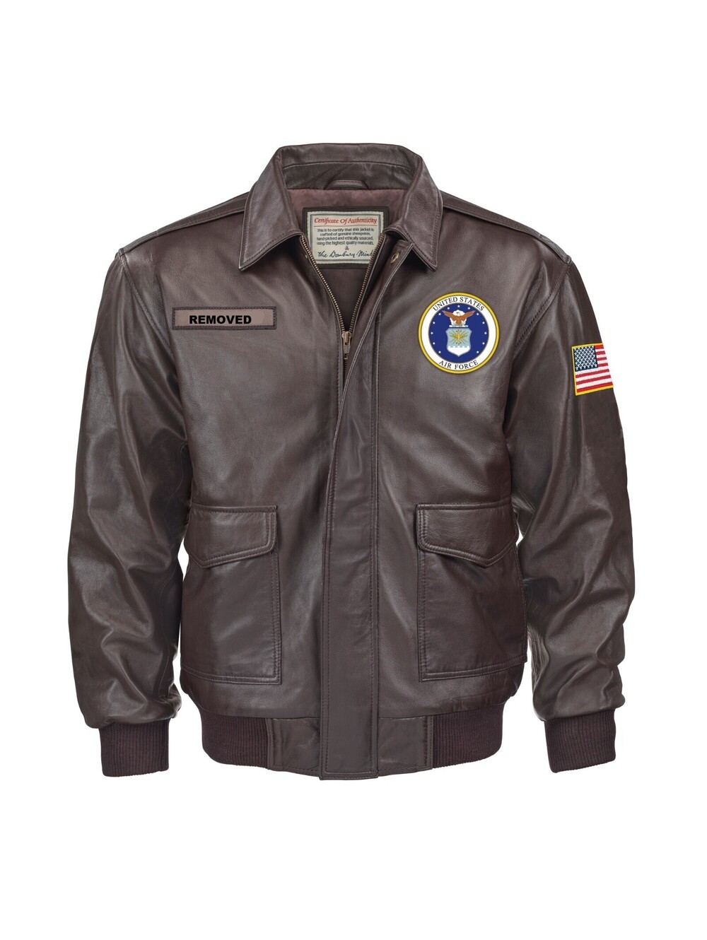 DANBURY MINT Type A-2 Brown Leather US Air Force Flight Jacket Men 2XL XXL 50-52